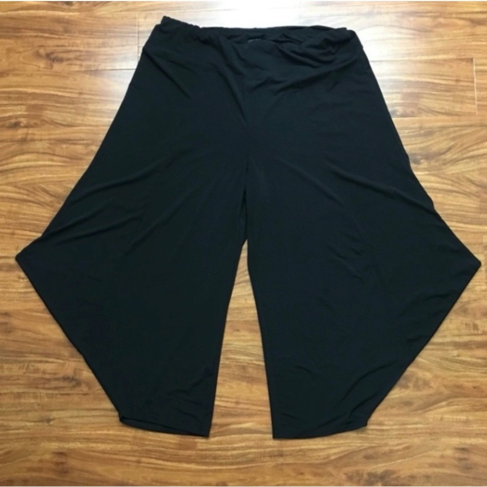 G.I.L.I. Women Black High Waist Crop Stretch Haram Pants Size 1X Boho Streetwear